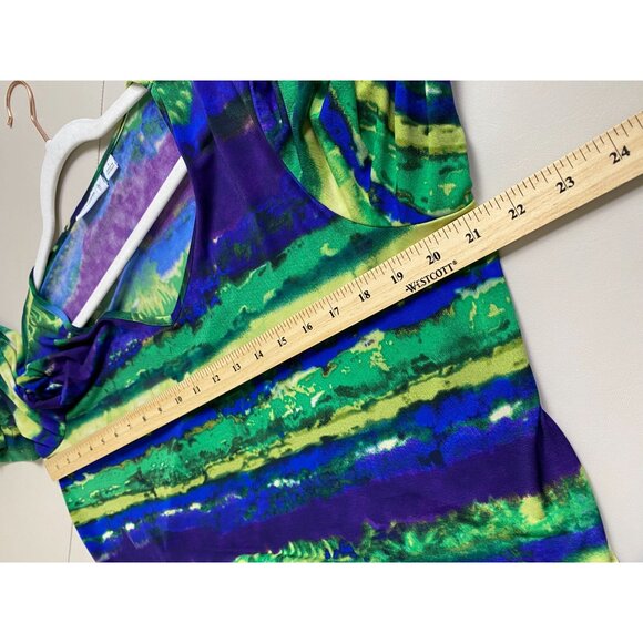 Susan Graver Women Top size Large Liquid knit V-Neck Watercolor 3/4 Sleeve Artsy - Picture 5 of 12